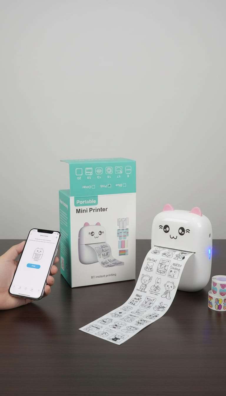 Portable Mini Thermal Printer – Bluetooth Wireless Pocket Printer for Notes, Labels & Photos (Inkless Printing)