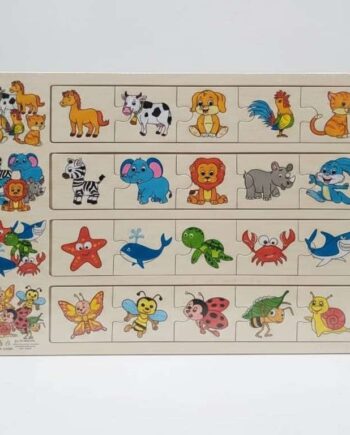 Wooden Animal Classification Puzzle – Montessori Categorization Board for Toddlers (Farm, Jungle, Sea & Insects)