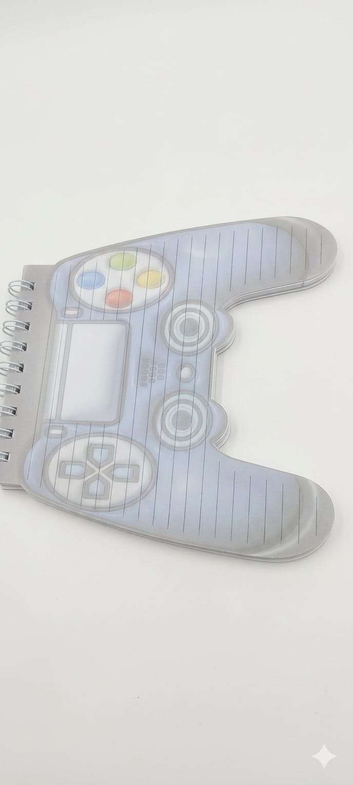 Gamer Controller Shaped Mini Notebook – Blue 3D-Effect Spiral Notepad for Gaming Enthusiasts & Students