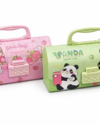 Kids' Password Lock Pencil Case - Multi-Layer Stationery Box with Handle & Dual Compartments