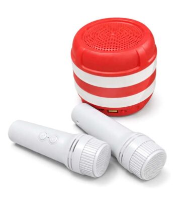 Portable Wireless Karaoke Machine with 2 Microphones – Bluetooth Speaker System for Kids & Adults – Red/White Edition