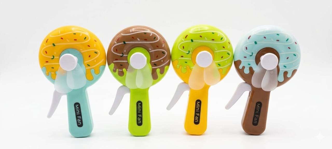 Cute Donut Hand-Press Mini Fan – Portable Battery-Free Cooling Fan for Kids & Summer Travel