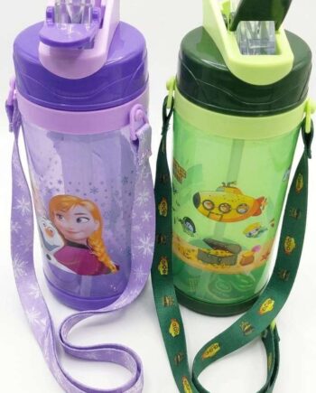 Kids' Character Water Bottles with Integrated Straw & Adjustable Carry Strap – 500ml