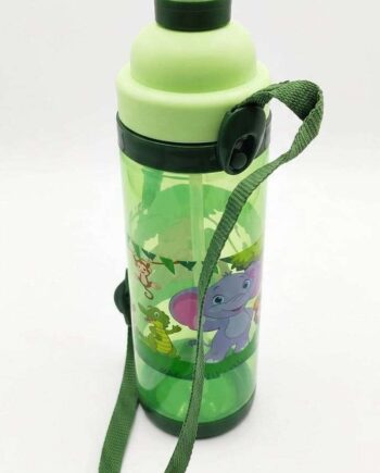 Kids' Safari Adventure Water Bottle – Leak-Proof 500ml Sipper with Adjustable Carry Strap (Green)