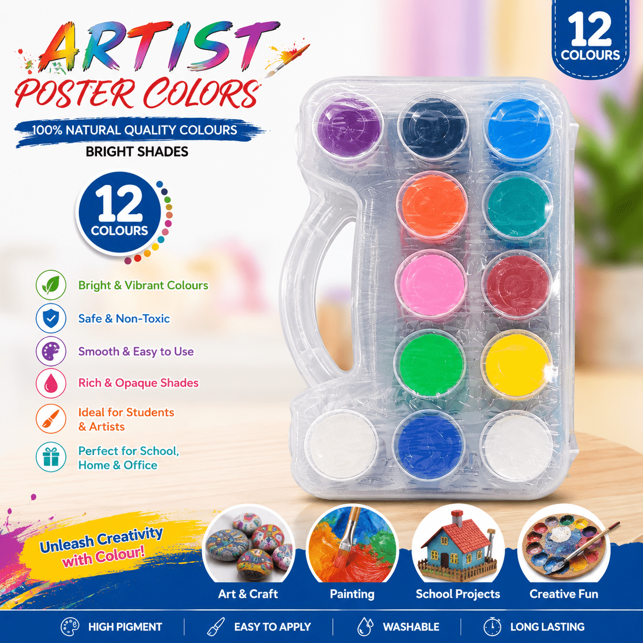 Poster Colors Set with Brush